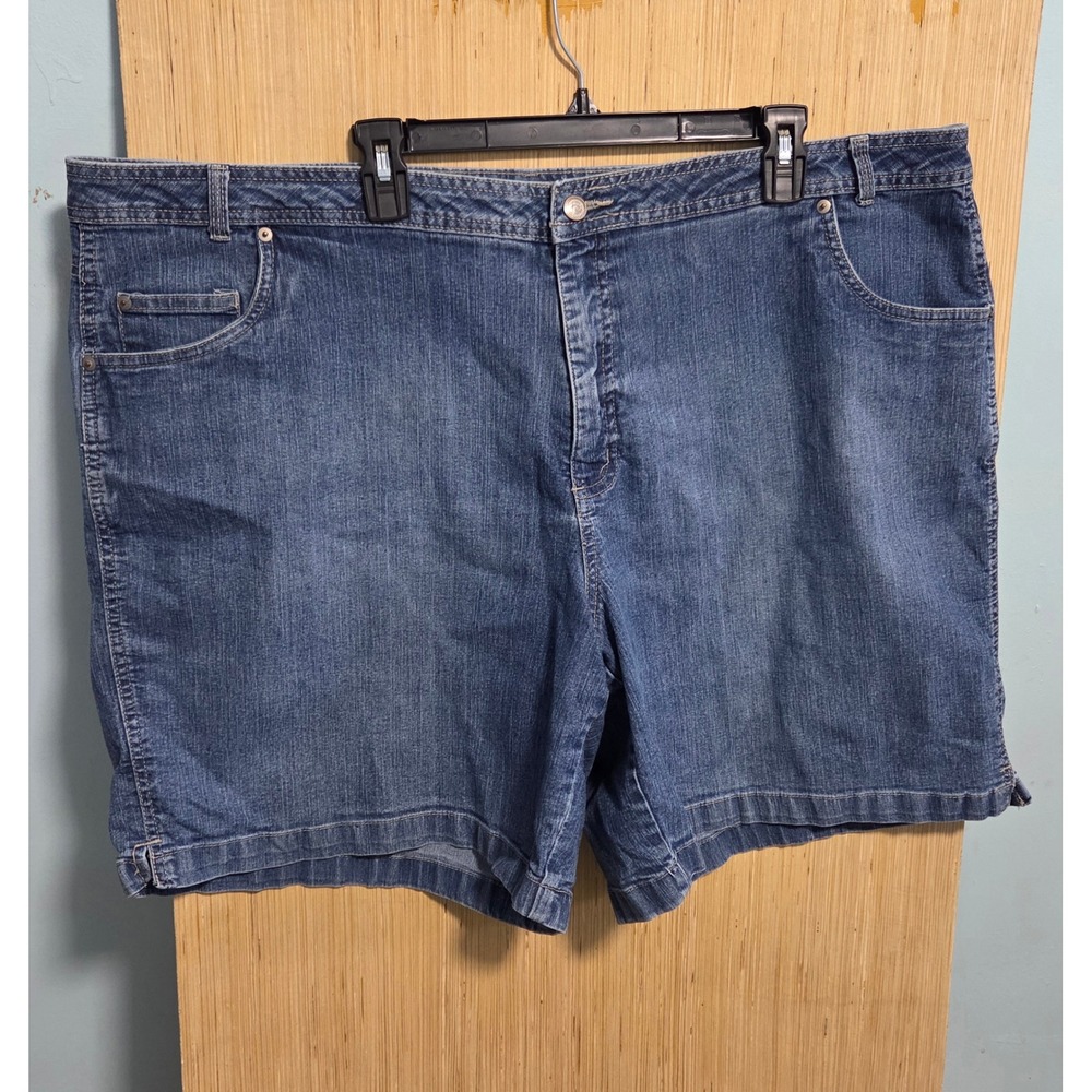 Just My‎ Size JMS Womens Plus Size 26W Denim Shorts Blue Mid Wash High Rise